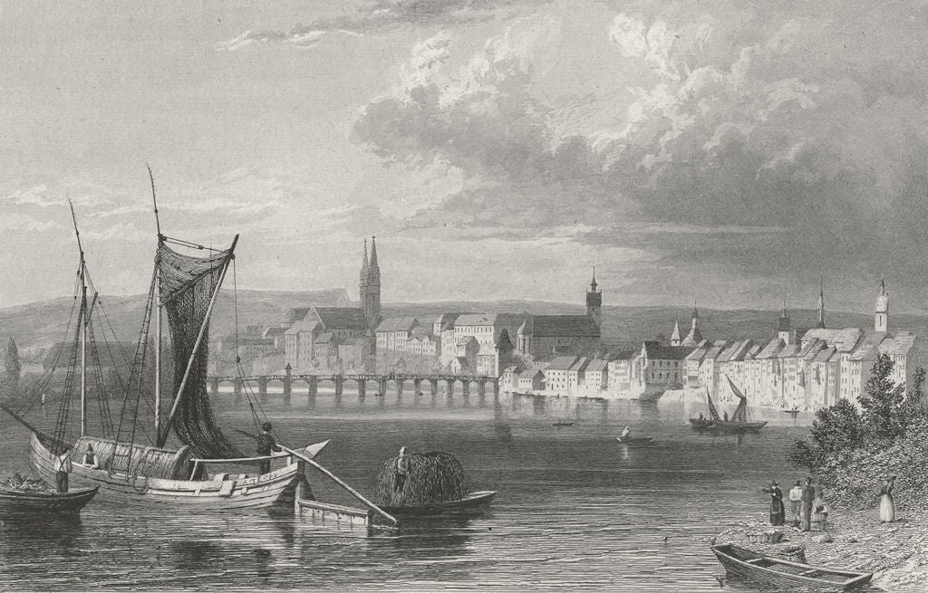 SWITZERLAND. Basel. Swiss. Tombleson boats 1830 old antique print picture